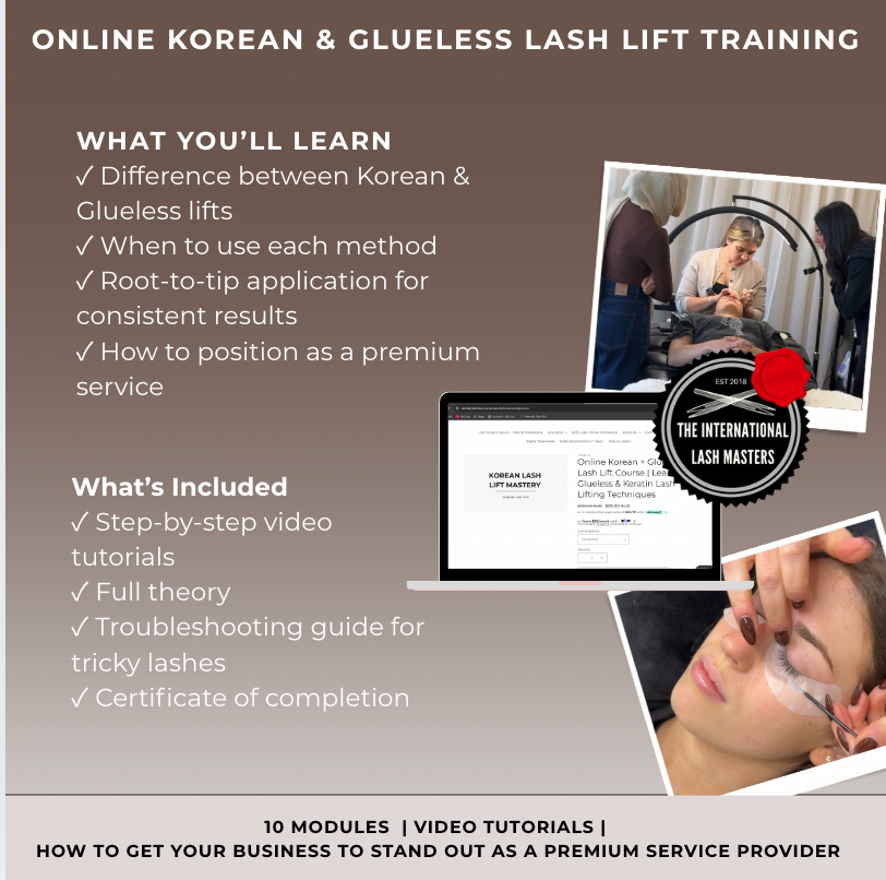 Online Korean + Glueless Lash Lift Course | Learn Glueless & Keratin Lash Lifting Techniques