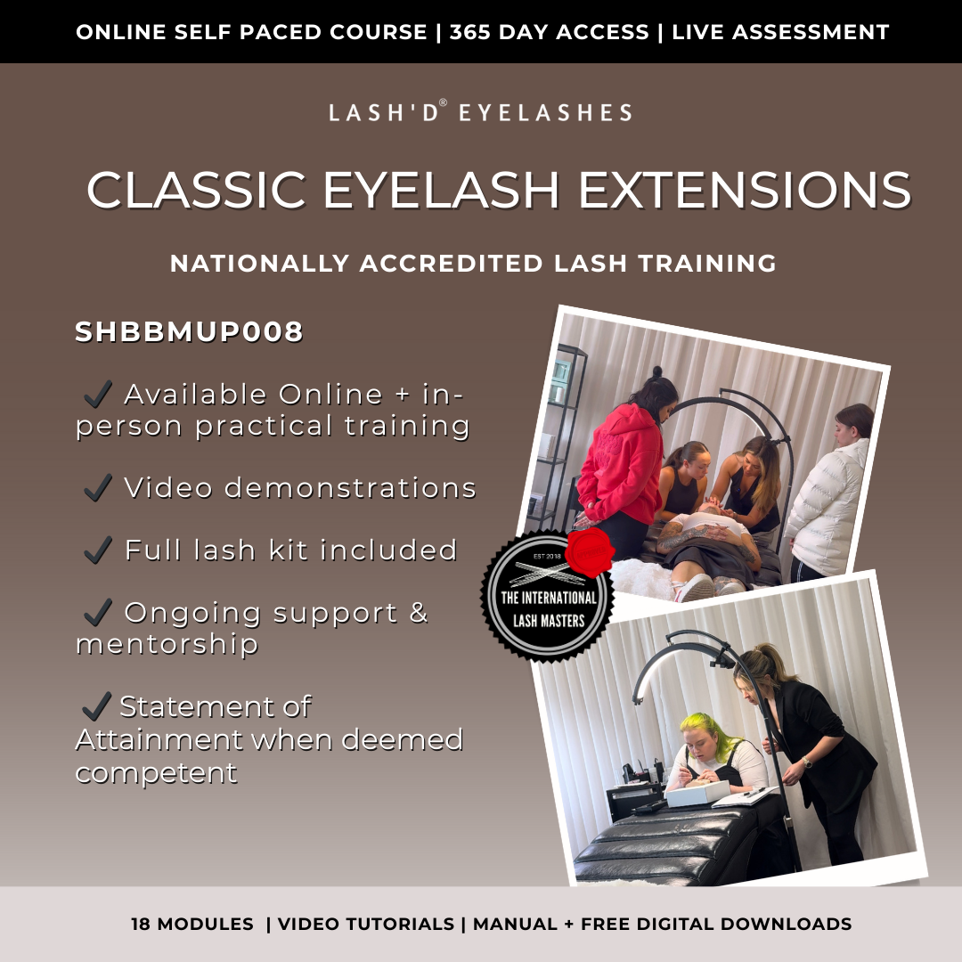 Accredited Eyelash Extension Course – SHBBMUP008 Apply Eyelash Extensions (Online)