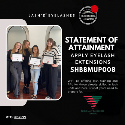Accredited Classic Lash Training SHBBMUP008 - Apply Eyelash Extensions (In Person Training)