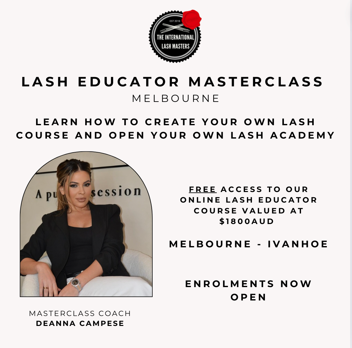 In person Lash Educator Coaching | Create your own Lash Course - Australia Wide