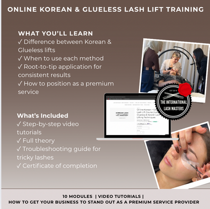 Online Korean + Glueless Lash Lift Course | Learn Glueless & Keratin Lash Lifting Techniques