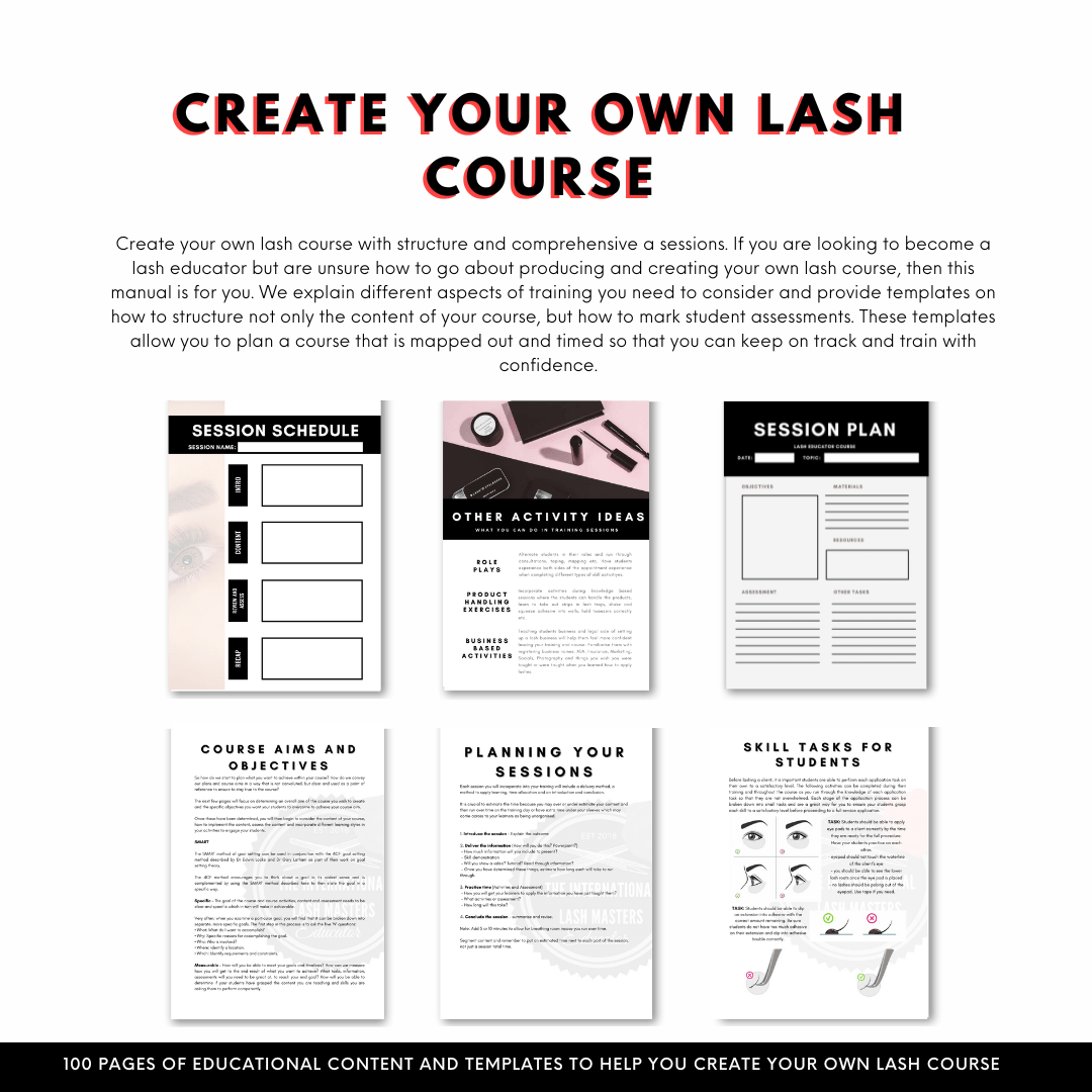 Become A Lash Educator : How to Create your own Lash Course - Educator Masterclass E - book - Lash'd Eyelashes